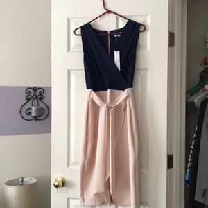 Blue and Pink Sleeveless Dress.